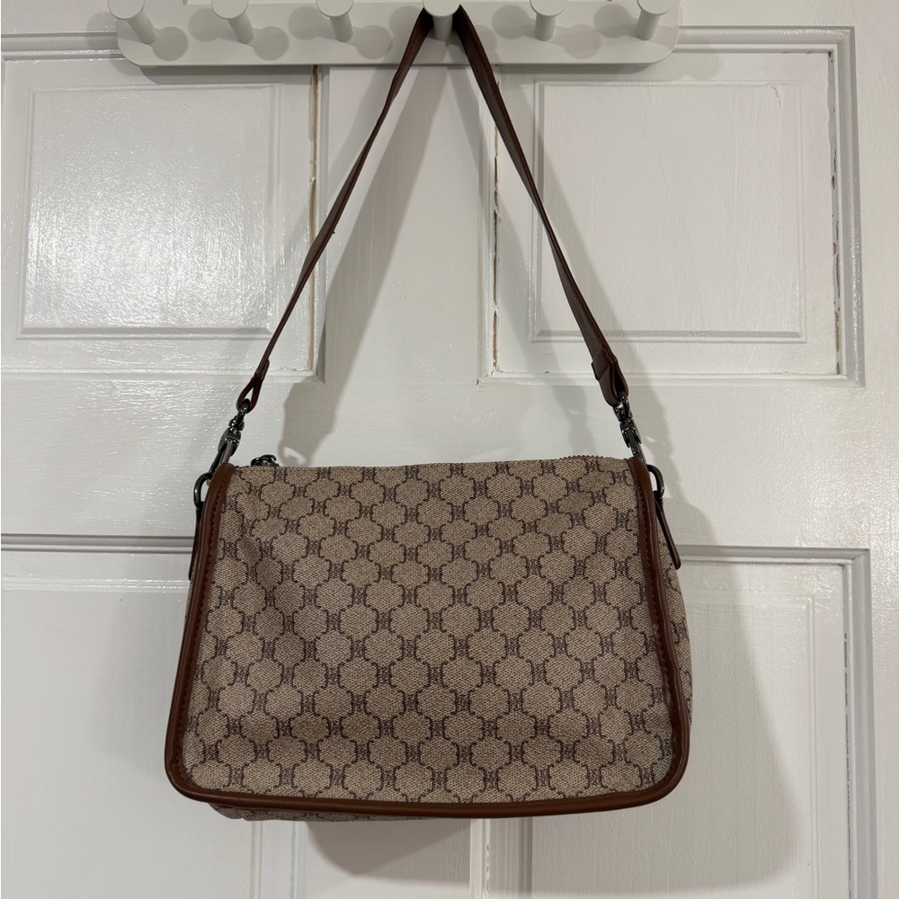 Elegant Brown Patterned Shoulder Bag or Crossbody bag